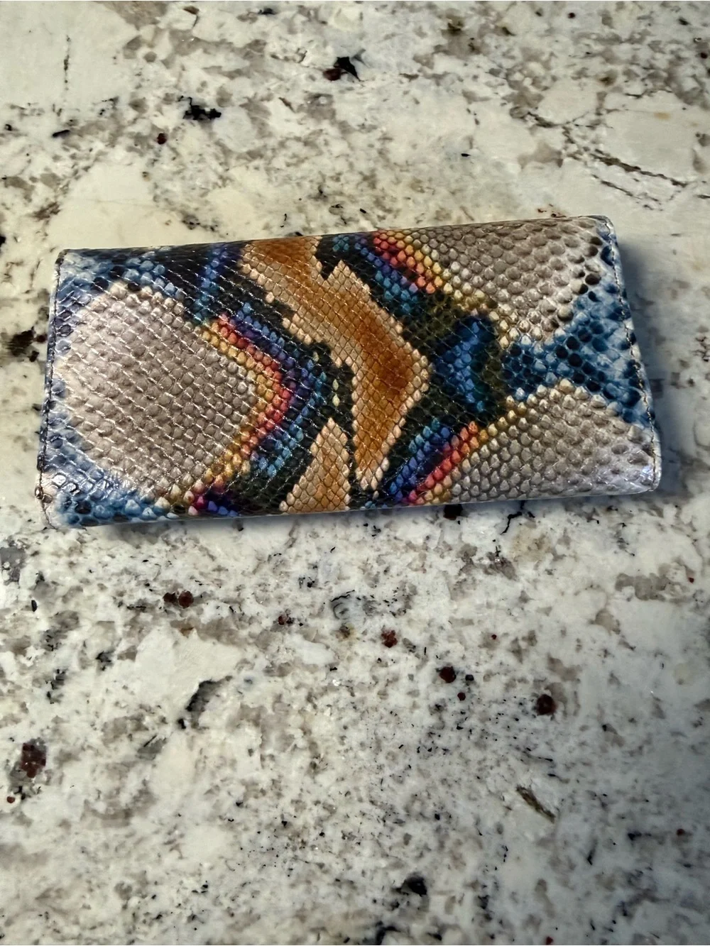 Brahmin Multicolor Snakeskin Envelope Wallet - Blue, Tan, Pink, Black - Picture 2 of 5